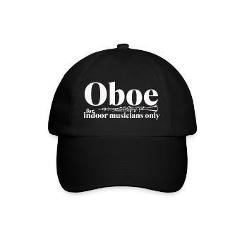 Oboe für Indoor Musiker - Oboist Oboistin - Baseballkappe - Schwarz/Schwarz - Vorne