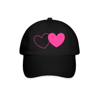 rosarotes Herz Herz rosa rot Herz pink Herzmuster - Baseballkappe - Schwarz/Schwarz - Vorne