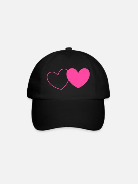 rosarotes Herz Herz rosa rot Herz pink Herzmuster - Baseballkappe - Schwarz/Schwarz
