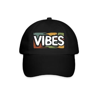 VIBES Retro Streetwear Grafikshirt - Baseballkappe - Schwarz/Schwarz - Vorne