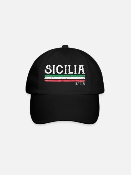 Sicilia Italia Distressed Flagge - Baseballkappe - Schwarz/Schwarz