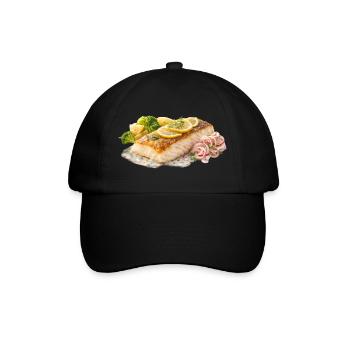 Zitronen Dill Lachsfilet  - Baseballkappe - Schwarz/Schwarz - Vorne