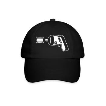 Phaser trifft Mixer – Lustiges Geek & Koch - Baseballkappe - Schwarz/Schwarz - Vorne