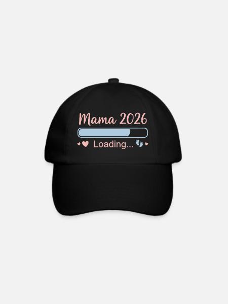 Mama 2026 Loading Pastell Spruch - Baseballkappe - Schwarz/Schwarz