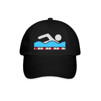 Schwimmer Piktogramm Freistil Welle Pool Sport - Baseballkappe - Schwarz/Schwarz - Vorne