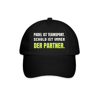 Padel Teamsport – Schuld ist der Partner - Baseballkappe - Schwarz/Schwarz - Vorne