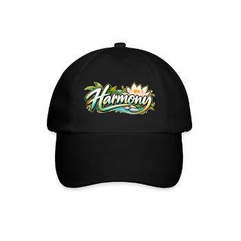 Harmony: Lotusfluss Zen-Muster - Baseballkappe - Schwarz/Schwarz - Vorne
