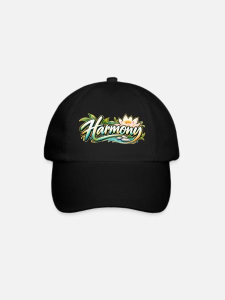 Harmony: Lotusfluss Zen-Muster - Baseballkappe - Schwarz/Schwarz
