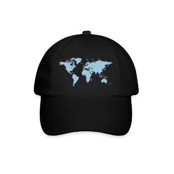Weltkarte - Baseballkappe - Schwarz/Schwarz - Vorne