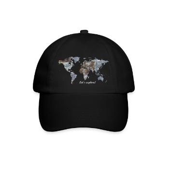Weltkarte - Let's explore! - Baseballkappe - Schwarz/Schwarz - Vorne
