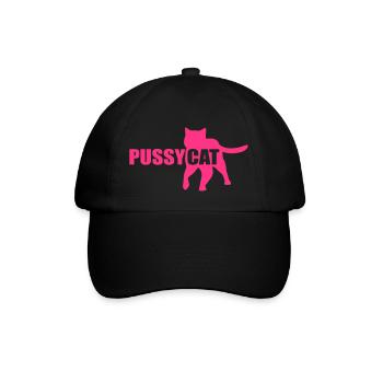Pussycat Katze Miezekatze Vektorgrafik - Baseballkappe - Schwarz/Schwarz - Vorne