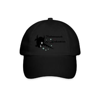 Tiefenrausch, Schwertfisch, Luftblasen - Baseballkappe - Schwarz/Schwarz - Vorne