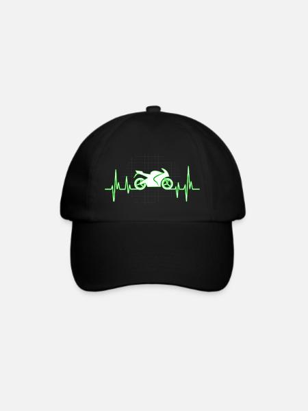 Motorbike Herzschlag EKG Motorrad Motorsport Biker - Baseballkappe - Schwarz/Schwarz