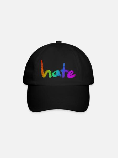 Hate Text Rainbow - Baseballkappe - Schwarz/Schwarz