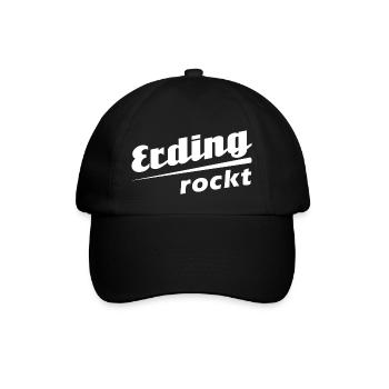 Erding rockt - Textdesign mit Stadtnamen - Baseballkappe - Schwarz/Schwarz - Vorne
