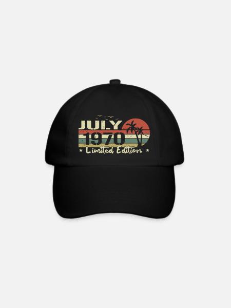 54. Juli Jubiläum Vintage Born 1970's Vibe - Baseballkappe - Schwarz/Schwarz