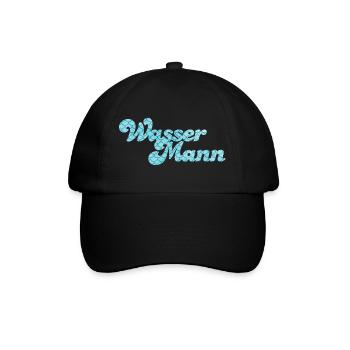 Wassermann Schuppen Wasser Sternzeichen Pool - Baseballkappe - Schwarz/Schwarz - Vorne