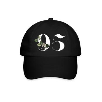 Nummer 95 Blumengrün - 95. Blumengeburtstag - Baseballkappe - Schwarz/Schwarz - Vorne