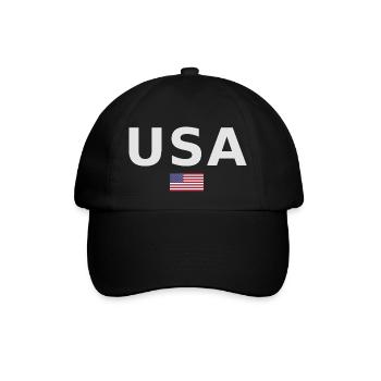 TEAM USA amerikanische Flagge Fahne unter Schrift - Baseballkappe - Schwarz/Schwarz - Vorne