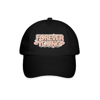 Forever Young – Verspielte Retro-Schrift - Baseballkappe - Schwarz/Schwarz - Vorne