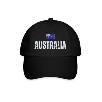 Flagge Australien, ich liebe Australien - Baseballkappe - Schwarz/Schwarz - Vorne