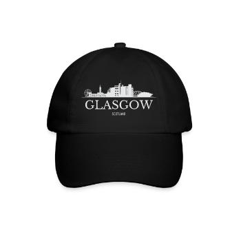 Glasgow Skyline, Glasgow, Schottland - Baseballkappe - Schwarz/Schwarz - Vorne
