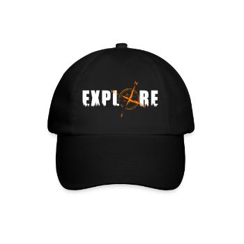 Explore Motiv mit einem Kompass - Baseballkappe - Schwarz/Schwarz - Vorne