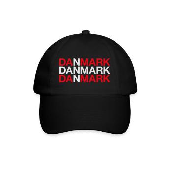 Danmark Denmark Dänemark Flagge - Baseballkappe - Schwarz/Schwarz - Vorne