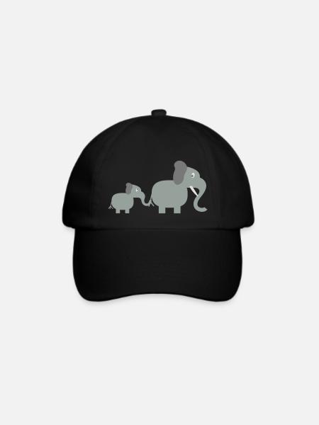 elephant and baby - Baseballkappe - Schwarz/Schwarz