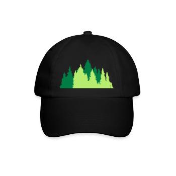 nadelwald baeume wald nadelbaum forst silhouette f - Baseballkappe - Schwarz/Schwarz - Vorne