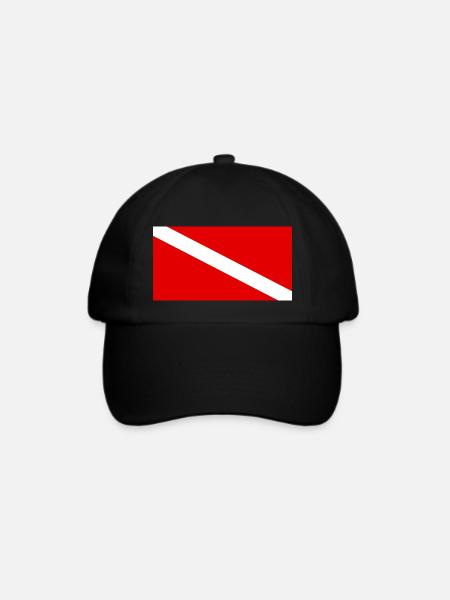 Taucherflagge Diving Flag - Baseballkappe - Schwarz/Schwarz