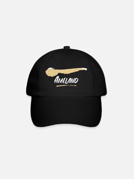 Ameland | Vintage Landkarte Retro - Baseballkappe - Schwarz/Schwarz
