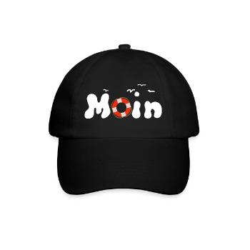 Moin Möwen Rettungsring Nordisch - Baseballkappe - Schwarz/Schwarz - Vorne