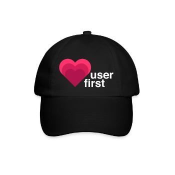 UX Designer T-Shirt, User first, Rosa - Baseballkappe - Schwarz/Schwarz - Vorne