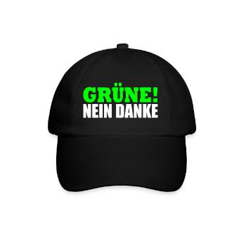 Grüne Nein Danke - Baseballkappe - Schwarz/Schwarz - Vorne