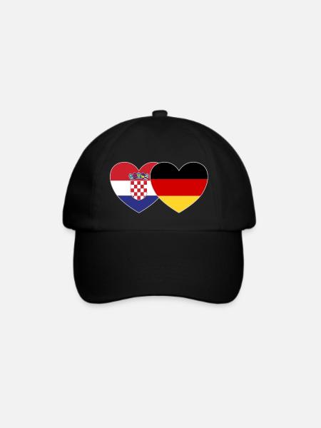 Kroatien Deutschland Flagge Herz - Baseballkappe - Schwarz/Schwarz