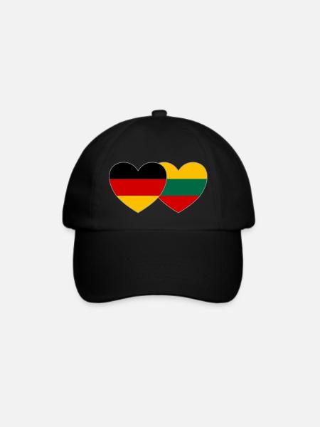 Deutschland Litauen Flagge Herz - Baseballkappe - Schwarz/Schwarz