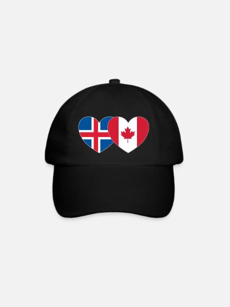 Island Kanada Flagge Herz - Baseballkappe - Schwarz/Schwarz