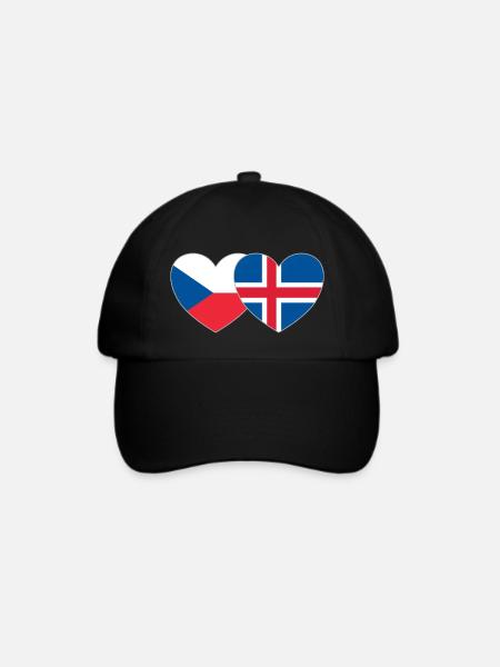 Tschechien Island Flagge Herz - Baseballkappe - Schwarz/Schwarz