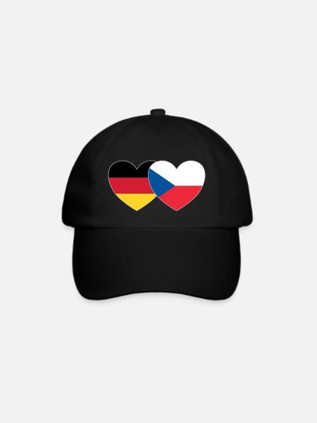 Deutschland Tschechien Flagge Herz - Baseballkappe - Schwarz/Schwarz