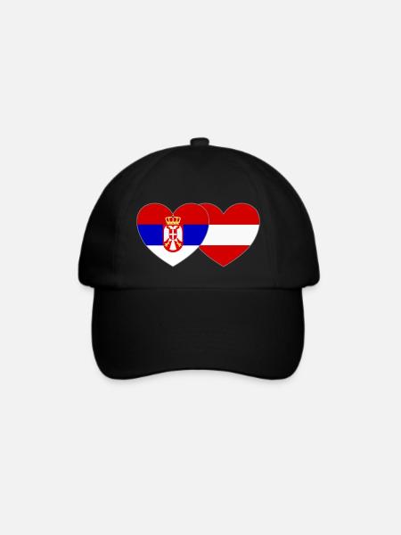 Serbien Österreich Flagge Herz - Baseballkappe - Schwarz/Schwarz