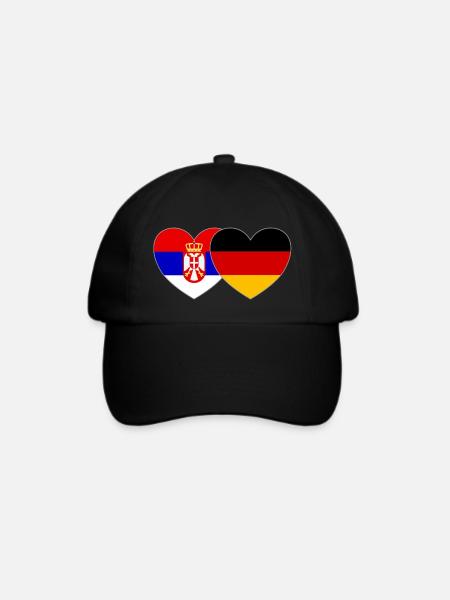 Serbien Deutschland Flagge Herz - Baseballkappe - Schwarz/Schwarz