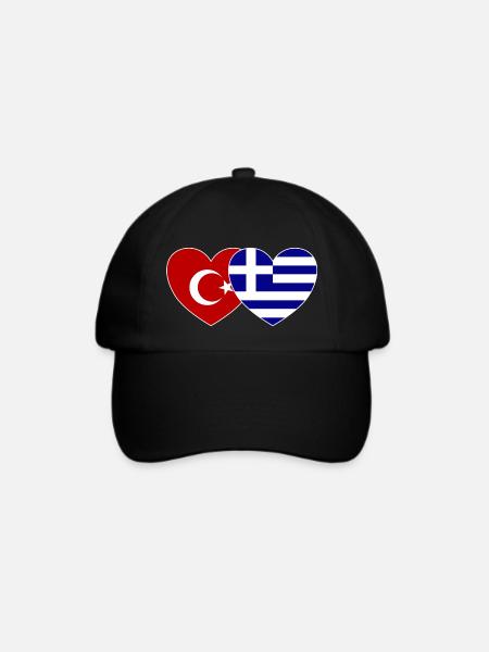 Türkei Griechenland Flagge Herz - Baseballkappe - Schwarz/Schwarz