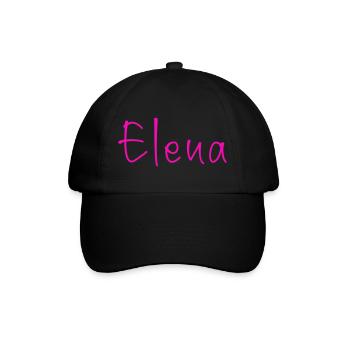Elena Handlettering in Neon Pink - Baseballkappe - Schwarz/Schwarz - Vorne