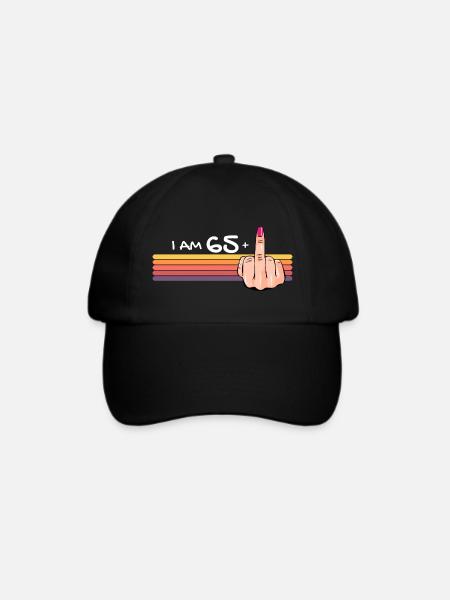 Ich bin 65 + 1 Mittelfinger-Shirt Ich bin 65 plus, - Baseballkappe - Schwarz/Schwarz