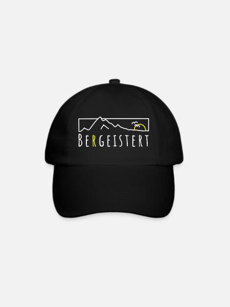 Bergeistert Berge Begeisterung Sonne Wandern Trail - Baseballkappe - Schwarz/Schwarz