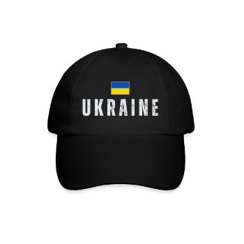 Ukrainische Flagge, Ukrainischer Stolz - Baseballkappe - Schwarz/Schwarz - Vorne