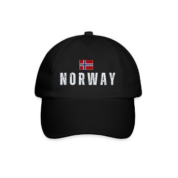 Norwegische Flagge, norwegischer Patriot - Baseballkappe - Schwarz/Schwarz - Vorne