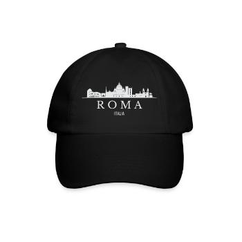 Roms Skyline, ich liebe Rom - Baseballkappe - Schwarz/Schwarz - Vorne
