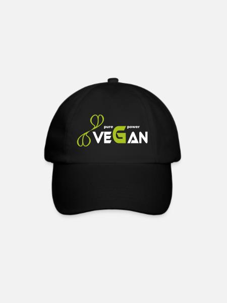 pure_vegan_power - Baseballkappe - Schwarz/Schwarz